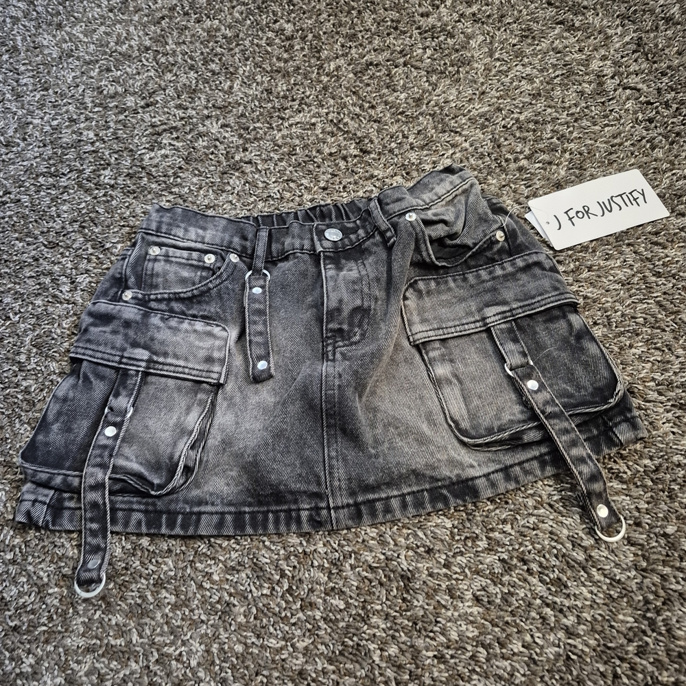 J For Justify Black Denim Skirt